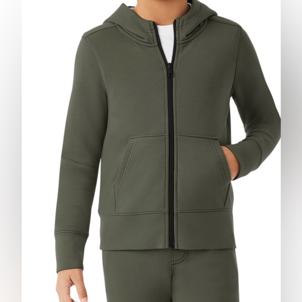 Kids Forest Green Zip-Up Hoodie Size M 8